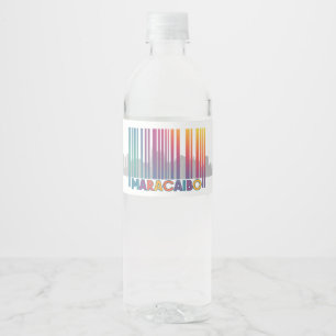 Etiqueta Para Botella De Agua Maracaibo City Barcode Art Latin Pride