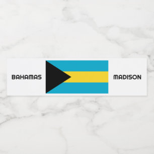Etiqueta Para Botella De Agua Marca de Bahamas de nombre personalizado