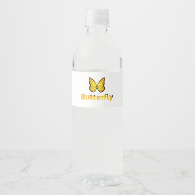 Etiqueta Para Botella De Agua Mariposa (Anverso)