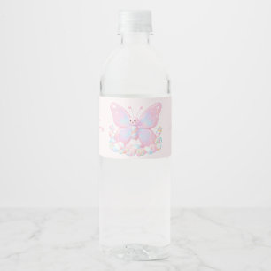 Etiqueta Para Botella De Agua Mariposa de Fresa Rosa Niña Shower de Agua Bebé