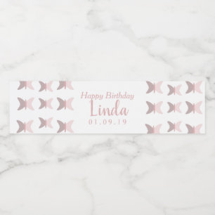 Etiqueta Para Botella De Agua Mariposas Rosadas Cumpleaños Feliz Sencillo