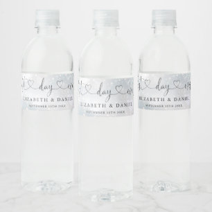 Etiqueta Para Botella De Agua Mejor Día de Corazón de Boda de Invierno