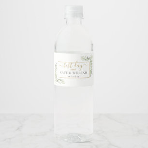 Etiqueta Para Botella De Agua Mejor Día de la Boda Elegante Verde