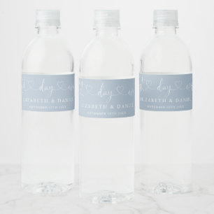 Etiqueta Para Botella De Agua Mejor guión del día para boda Dusty Blue