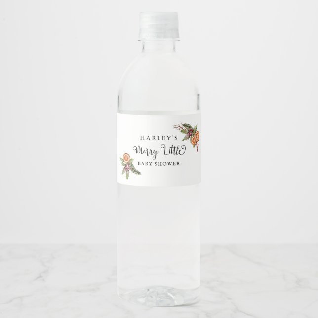 Etiqueta Para Botella De Agua Merry Little Navidades Baby Shower (Anverso)