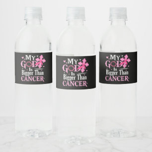 Etiqueta Para Botella De Agua Mi Dios es Más Grande Que el Cáncer de Seno