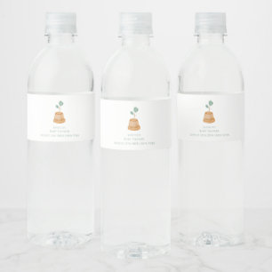 Etiqueta Para Botella De Agua Minimalista Boho Little Sprout Jardín Baby Shower