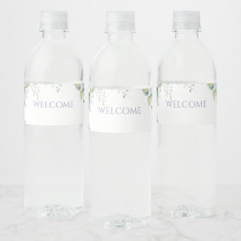 Etiqueta Para Botella De Agua Moda Floral Azul Hidrangea Boda de eventos