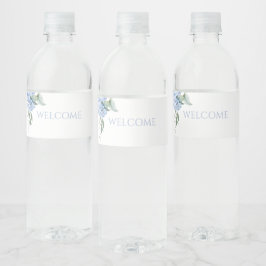Etiqueta Para Botella De Agua Moda Floral Azul Hidrangea Boda de eventos