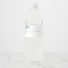 Etiqueta Para Botella De Agua Moda Floral Azul Hidrangea Boda de eventos