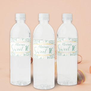 Etiqueta Para Botella De Agua Moda moderna Boho Floral Sweet 16 fiesta de cumple