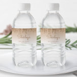 Etiqueta Para Botella De Agua Moda Oro Purpurina Drip 90th Birthday Party<br><div class="desc">Estas modas,  etiquetas femeninas de botellas de agua de fiesta de cumpleaños 90,  tienen un brillante borde de goteo de purpurina dorado y un fondo sombrío de oro. Personalízalos con su nombre en escritura a mano de color dorado,  con su cumpleaños y fecha debajo en letra sans serif.</div>