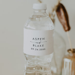 Etiqueta Para Botella De Agua Modern Script Wedding Water Bottle Label