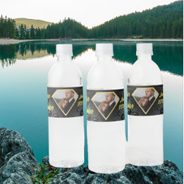 Etiqueta Para Botella De Agua Moderna y elegante Boda personalizada de diamante 