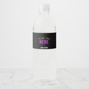 ETIQUETA PARA BOTELLA DE AGUA MODERNO CON ESTILO PERSONALIZABLE NEGRO VERIFICADO