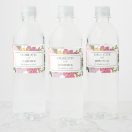 Etiqueta Para Botella De Agua Moderno jardín floral rosado favorece la boda prim