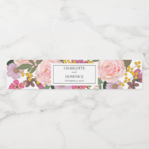 Etiqueta Para Botella De Agua Moderno jardín floral rosado favorece la boda prim