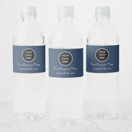 Etiqueta Para Botella De Agua Moderno Minimalista Azul Marino Logo Moderno Perso