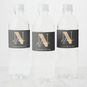 Etiqueta Para Botella De Agua Moderno Monogramado inicial N & Nombre personaliza