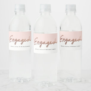 Etiqueta Para Botella De Agua Moderno Oro Rosa Comprometida Letra a Mano