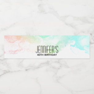 Etiqueta Para Botella De Agua Modernos Abstractos Aguas Verdes y Azules Swirls