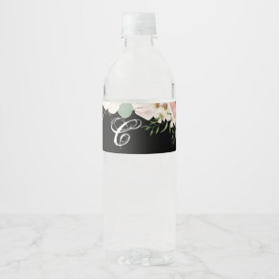 Etiqueta Para Botella De Agua Monograma Etiqueta Inicial De Botella De Agua Blac