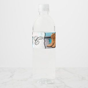 Etiqueta Para Botella De Agua Monograma Etiqueta inicial de frasco de agua Barn 