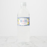 Monograma Lemons Blue Tiles Wedding Ducha Fiesta