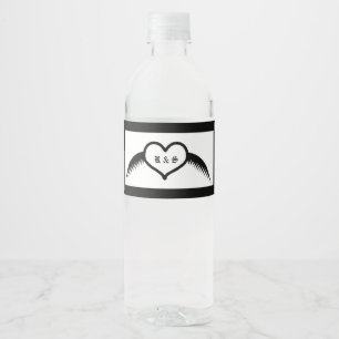 Etiqueta Para Botella De Agua Monogramado Boda gótico Personalizado del corazón 