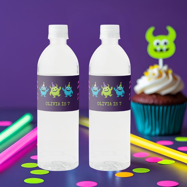 Etiqueta Para Botella De Agua Monster Dance Fiesta Cumpleaños (Subido por el creador)