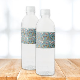 Etiqueta Para Botella De Agua Monstruo moderno Camión cumpleaños acuarela azul