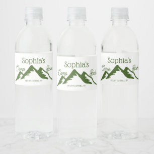 Etiqueta Para Botella De Agua Montañas Retro Personalizadas Camp Bach Green