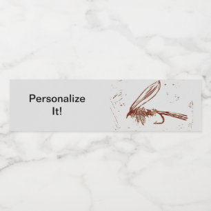 Etiqueta Para Botella De Agua "Mosca mojada del oído de la liebre de Brown" que