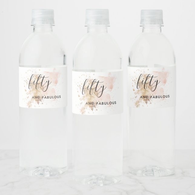 Etiqueta Para Botella De Agua Mujer Elegante 50° cumpleaños (Botellas)