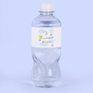 Etiqueta Para Botella De Agua Mundo Onederful Globo Aerostático 1er Cumpleaños