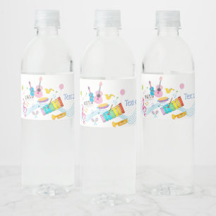 Etiqueta Para Botella De Agua música, instrumentos musicales tamborilear niños c