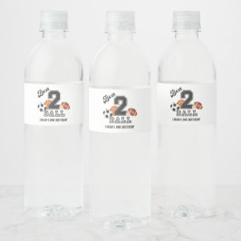 Etiqueta Para Botella De Agua Nacido 2 Ball Sport Theme Boy Segunda fiesta de cu