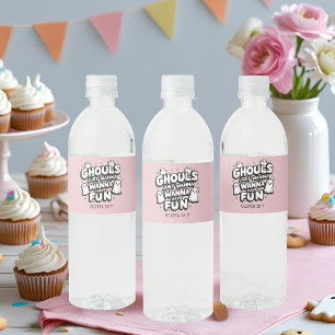 Etiqueta Para Botella De Agua Nacimiento de Halloween Fantasma Rosa