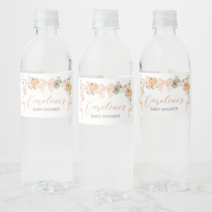 Etiqueta Para Botella De Agua Naranja Bow Pumpkin Baby Shower