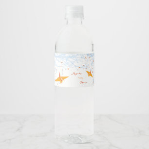 Etiqueta Para Botella De Agua Naranja colgante Origami Paper grúa Boda asiático