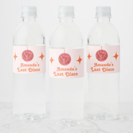 Etiqueta Para Botella De Agua Naranja Rosa Groovy Última disco Bachelorette