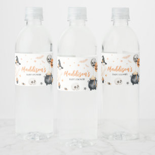 Etiqueta Para Botella De Agua Naranja Witch Ghost Little Boo Baby Shower