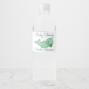Etiqueta Para Botella De Agua Narwhal Green Ducha Personalizado Cuadrar Mint C