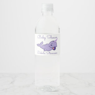 Etiqueta Para Botella De Agua Narwhal Purple Ducha Unicornio del Mar Magnético
