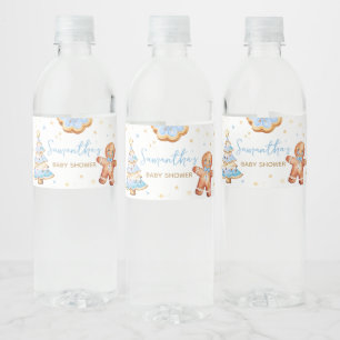 Etiqueta Para Botella De Agua Navidades azules Cookie Baby Shower