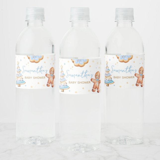 Etiqueta Para Botella De Agua Navidades azules Cookie Baby Shower (Botellas)