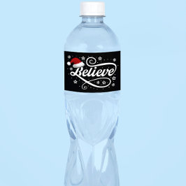 Etiqueta Para Botella De Agua Navidades creen que Santa Claus - Papá Noel