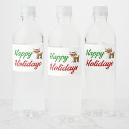 Etiqueta Para Botella De Agua Navidades de guiones de renos de Happy Holidays