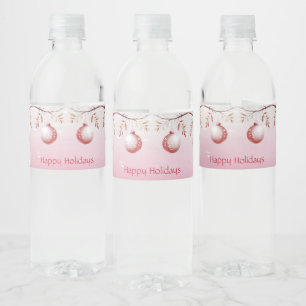 Etiqueta Para Botella De Agua Navidades decorativos rosados vacaciones en bolas