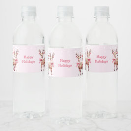 Etiqueta Para Botella De Agua Navidades Deer Holiday